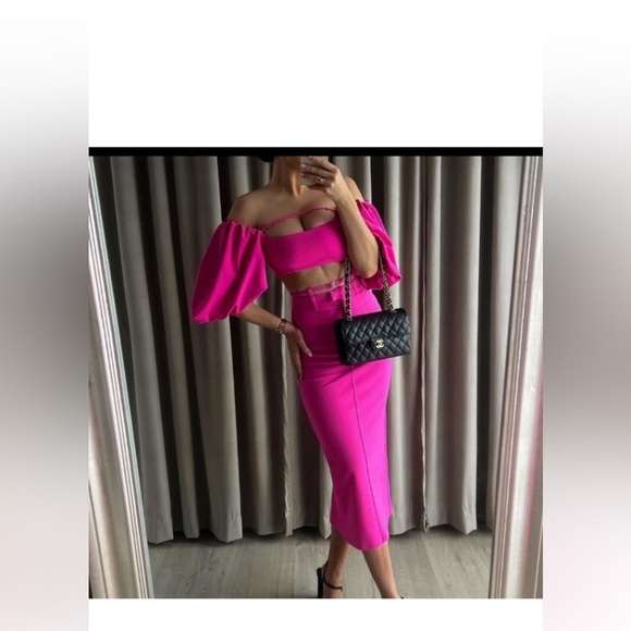Zara pink midi skirt pencil - Picture 1 of 4